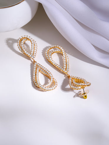 Gold Plated Crystal Cascade Drop Earrings
