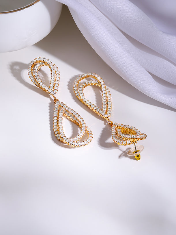 Gold Plated Crystal Cascade Drop Earrings
