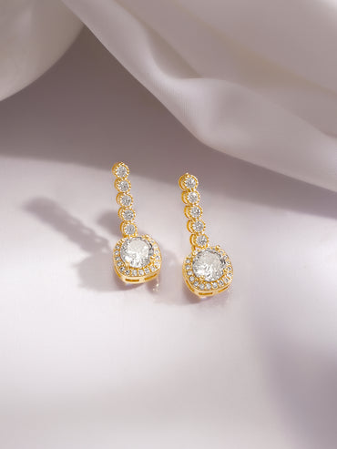 Gold Plated American Diamond Zirconia cubic Drop Earrings