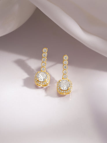 Gold Plated American Diamond Zirconia cubic Drop Earrings
