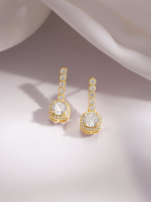 Gold Plated American Diamond Zirconia cubic Drop Earrings