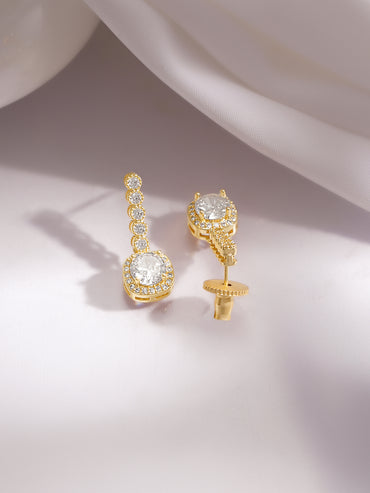Gold Plated American Diamond Zirconia cubic Drop Earrings