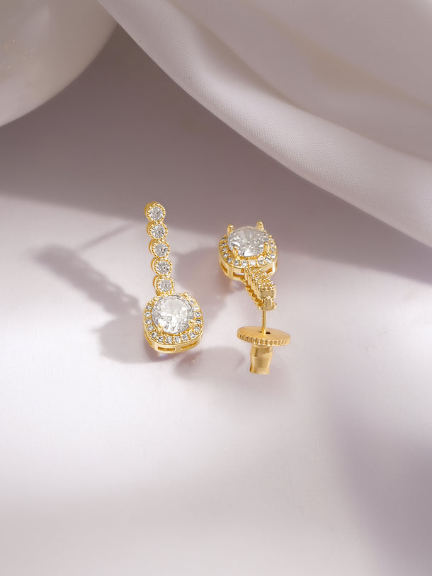 Gold Plated American Diamond Zirconia cubic Drop Earrings