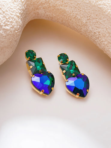 Gold Plated Crystal Cascade Drop Earrings