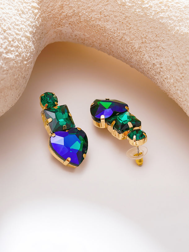 Gold Plated Crystal Cascade Drop Earrings