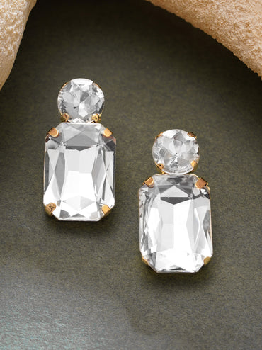 Gold Plated Clear Crystal Drop Earrings
