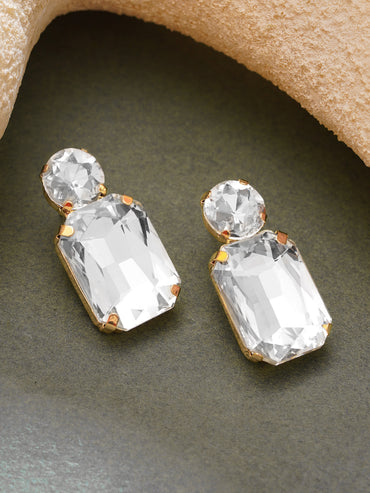 Gold Plated Clear Crystal Drop Earrings