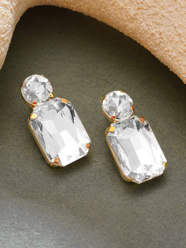 Gold Plated Clear Crystal Drop Earrings