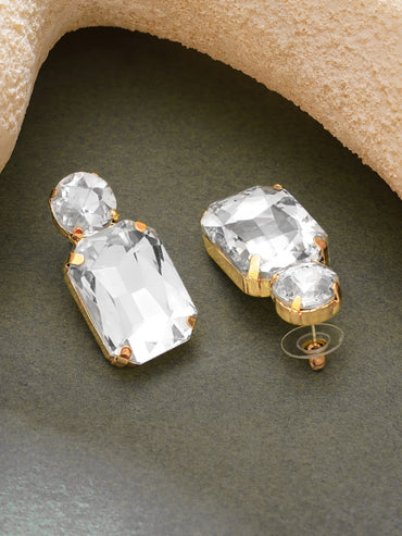 Gold Plated Clear Crystal Drop Earrings