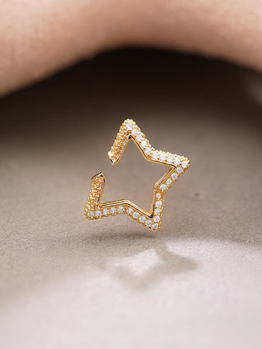 Gold Plated American Diamond Zirconia star design Cuff Earrings