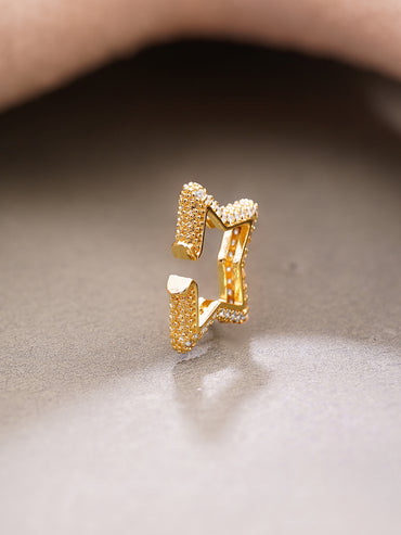 Gold Plated American Diamond Zirconia star design Cuff Earrings
