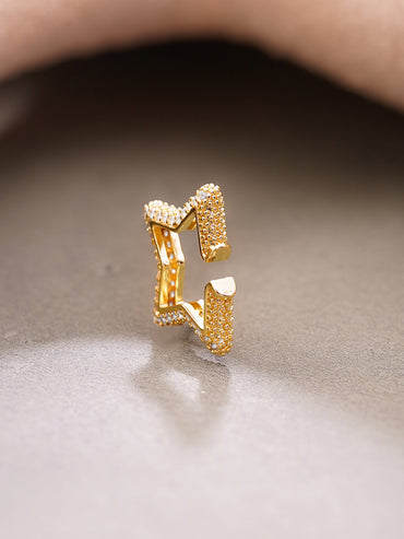 Gold Plated American Diamond Zirconia star design Cuff Earrings