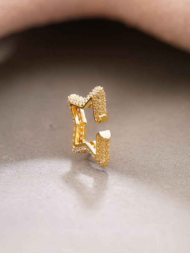 Gold Plated American Diamond Zirconia star design Cuff Earrings