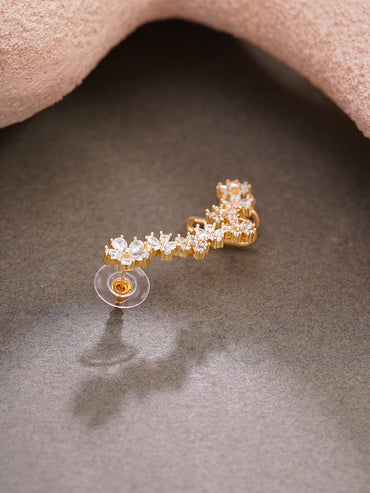 Gold Plated Crystal Blossom Vine Ear Cuff