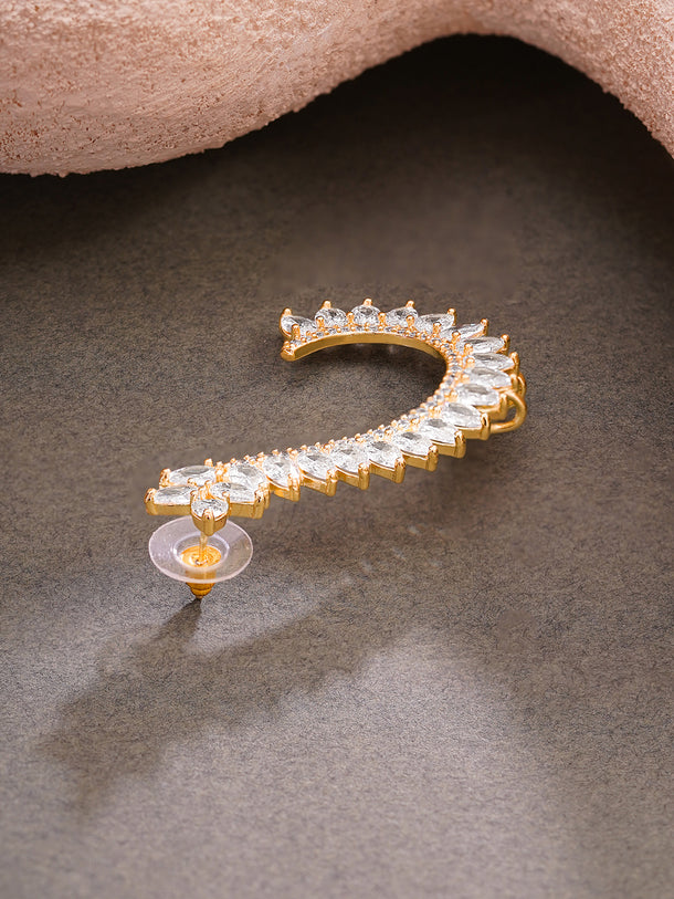 Gold Plated Crystal Vine Ear Cuff Earrings