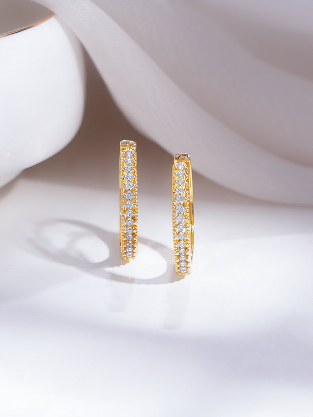 Gold Plated Crystal Statement Hoop Earrings