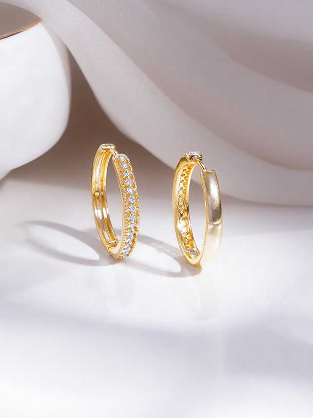 Gold Plated Crystal Statement Hoop Earrings