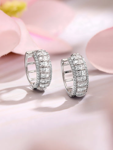 Gold Plated American Diamond Zirconia Hoop Earrings