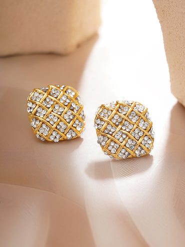 Gold Plated Crystal Weave Stud Earrings