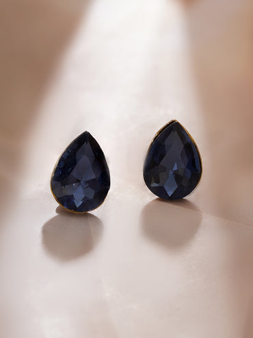 Gold Plated Sapphire Zirconia Teardrop Stud Earrings
