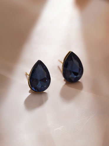 Gold Plated Sapphire Zirconia Teardrop Stud Earrings