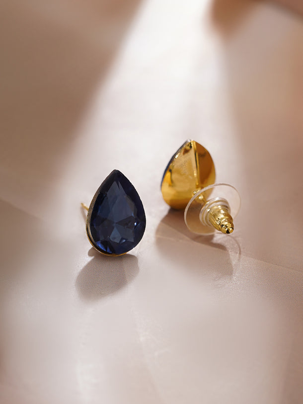 Gold Plated Sapphire Zirconia Teardrop Stud Earrings