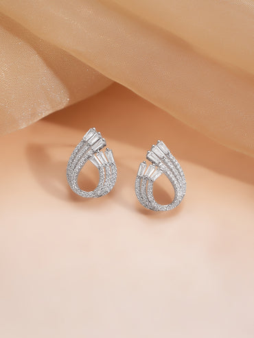 Gold Plated Tear drop design Crystal Stud Earrings