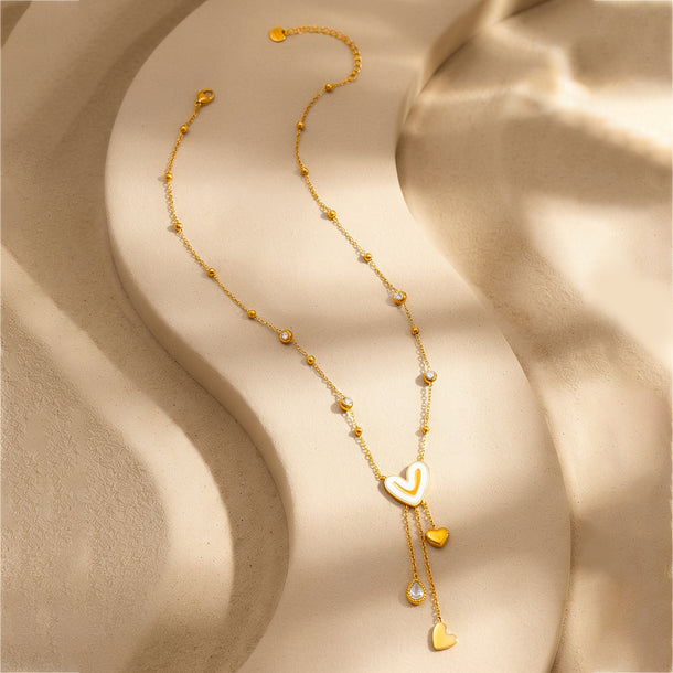 Demifine 18K Gold Plated Stainless Steel Heart Charm Pendant Necklace
