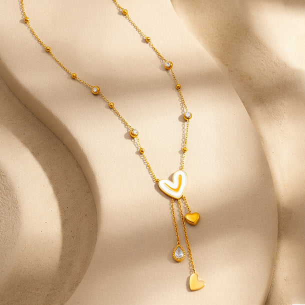 Demifine 18K Gold Plated Stainless Steel Heart Charm Pendant Necklace