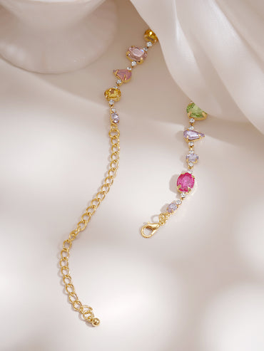 Gold Plated Sorbet Dreams Pastel Crystal Necklace