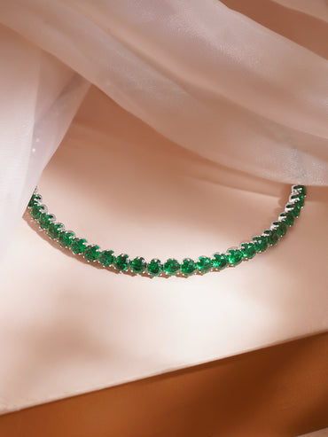 Rhodium Plated Emerald Embrace Wrap Crystal Choker Necklace