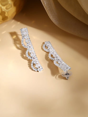 Rhodium Plated Starlight Crystal Scallop Necklace Set