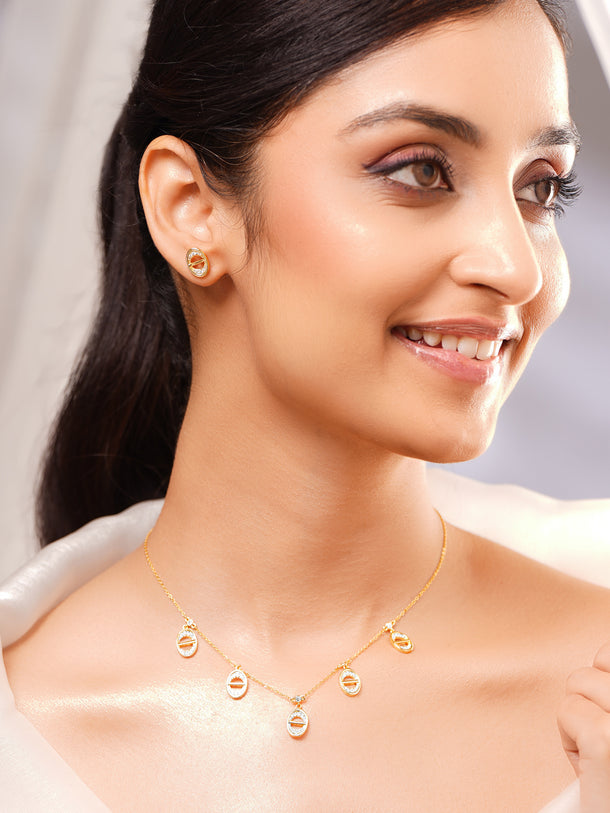 Gold Plated Geometric charm collar Necklace