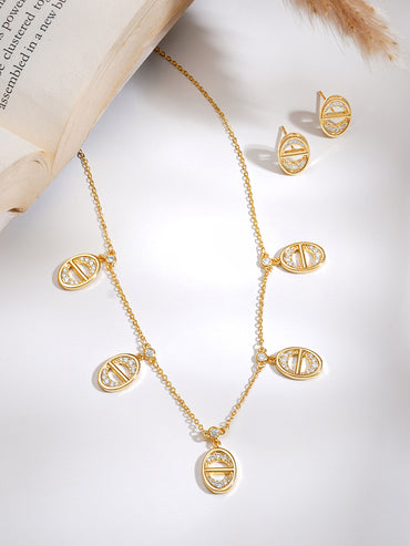 Gold Plated Geometric charm collar Necklace