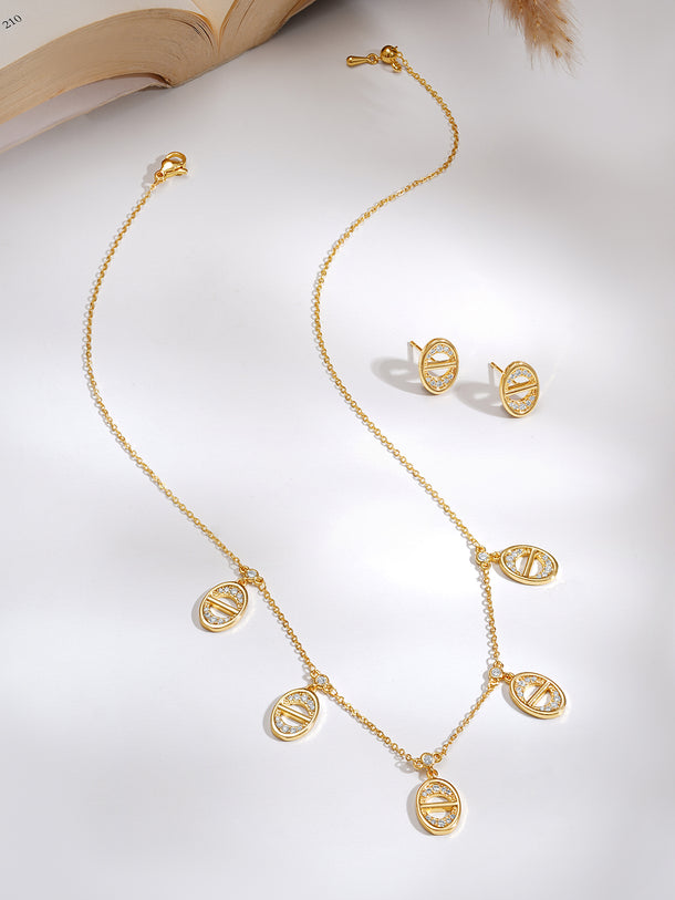 Gold Plated Geometric charm collar Necklace