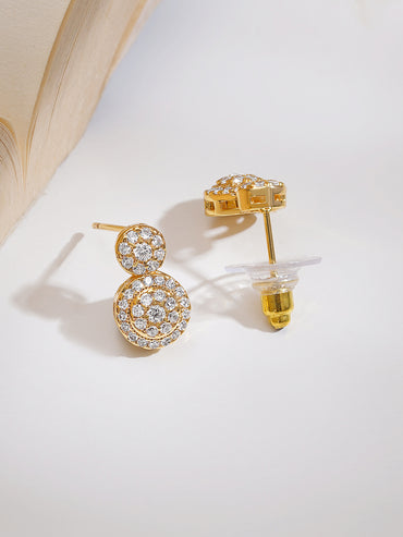 Gold Plated American Diamond Zirconia circular Drop Pendant Set