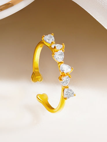 925 Fine Silver Gold Plated American Diamond Zirconia Ring
