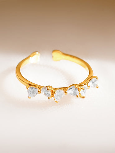 925 Fine Silver Gold Plated American Diamond Zirconia Ring