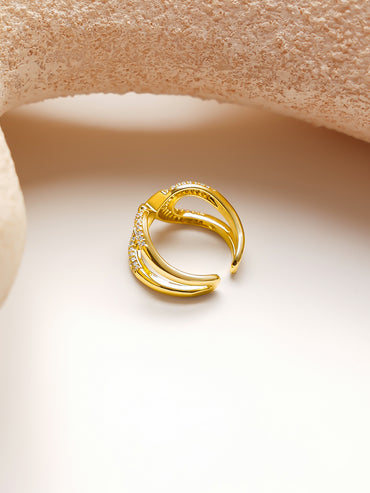 Gold Plated Infinity Kiss Pavé Zirconia Adjustable Ring