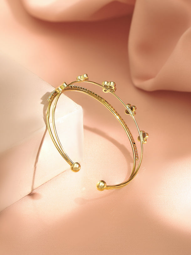 Gold Plated Dual Layered Floral Bracelet