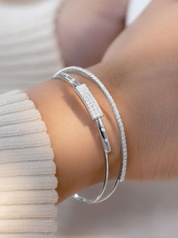 Rhodium Plated Dual Layered Bracelet