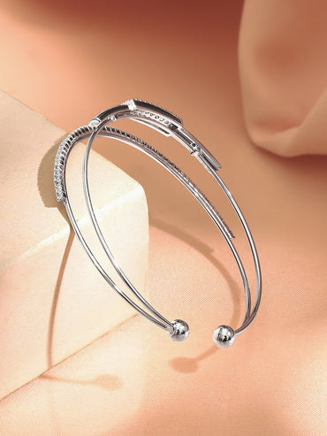 Rhodium Plated Dual Layered Bracelet