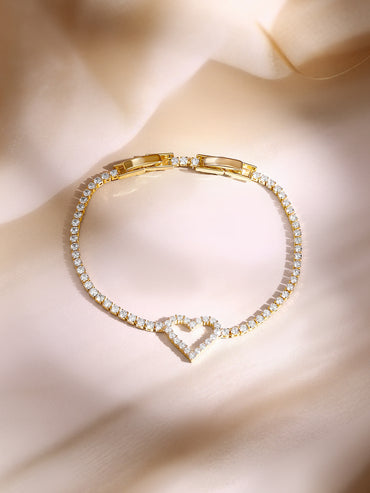 Gold Plated Heart Charm Bracelet