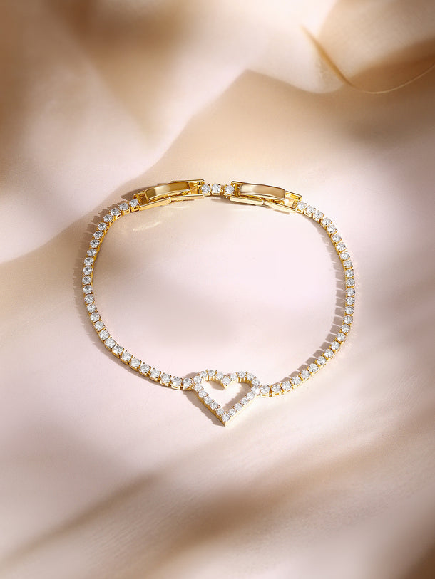 Gold Plated Heart Charm Bracelet