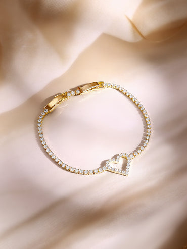 Gold Plated Heart Charm Bracelet