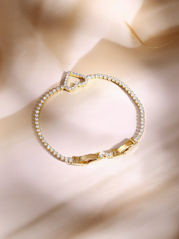 Gold Plated Heart Charm Bracelet