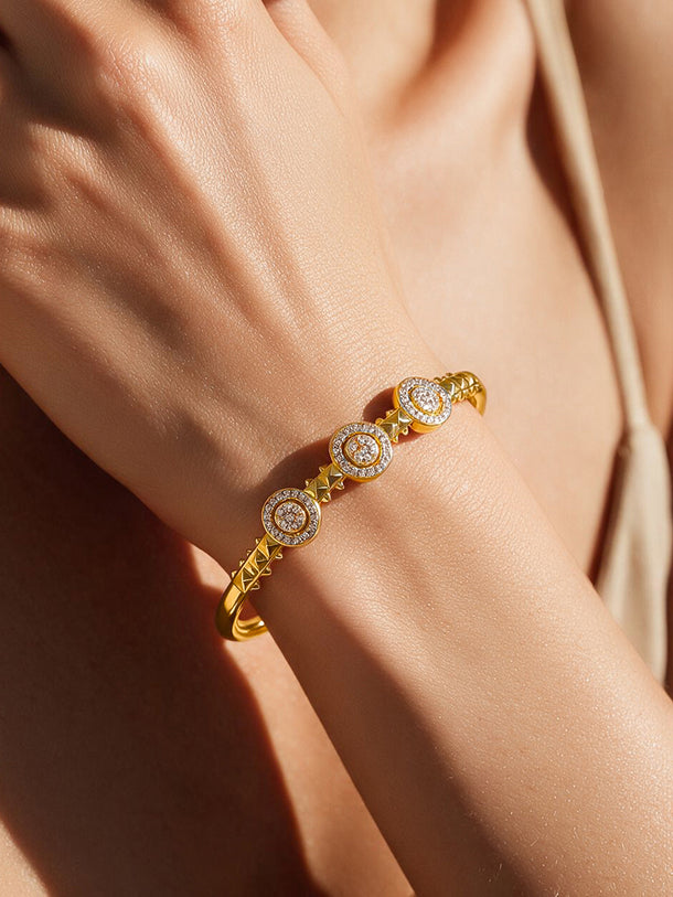 Gold Plated Cubic Link American Diamond Zirconia Bracelet