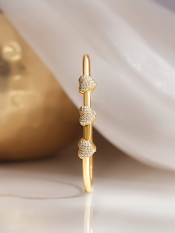 Gold Plated American Diamond Zirconia Heart Bracelet