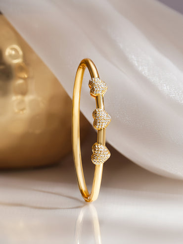 Gold Plated American Diamond Zirconia Heart Bracelet