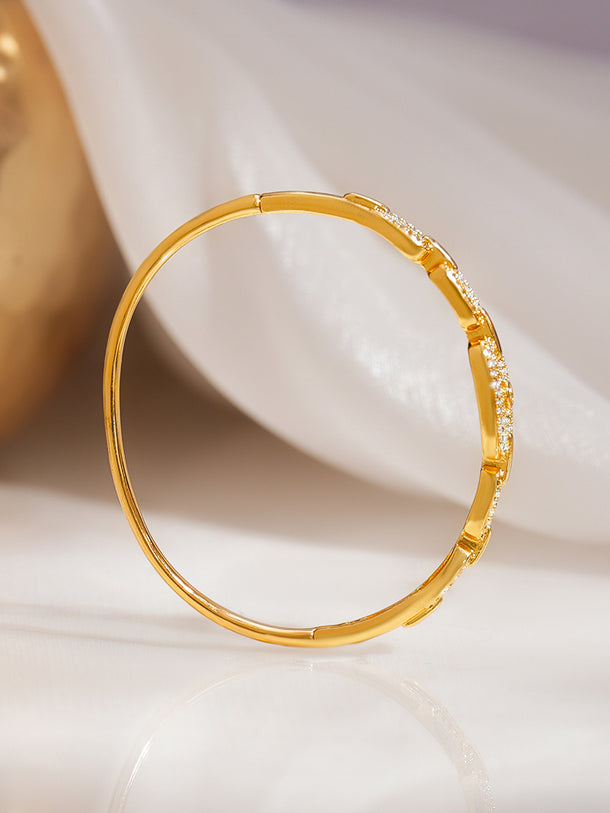 Gold Plated Chunky Chain Link American Diamond Zirconia Bracelet